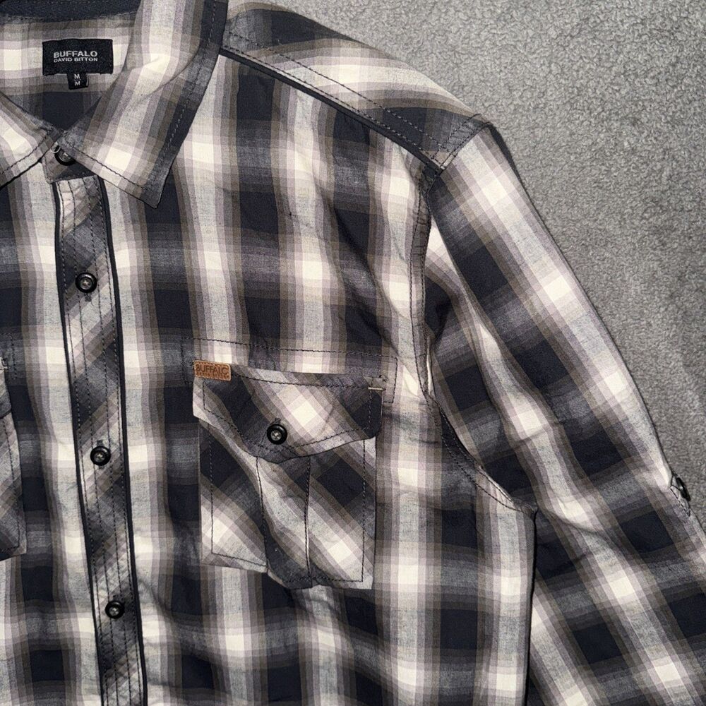 Buffalo David Bitton Shirt Medium Plaid Long Sleeve Back Graphic Button Up NWT - Picture 4 of 16